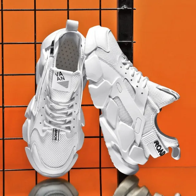 2021 Autumn New High-top Beige Men&#39;s Sneakers Chunky Men Shoes Heighten Fashion Casual Plus Size Zapatillas Damping Tennis Shoes