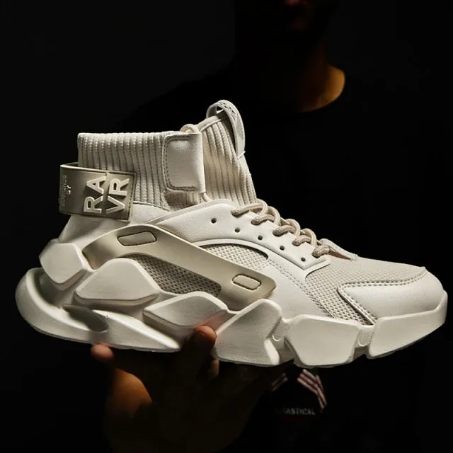 2021 Autumn New High-top Beige Men&#39;s Sneakers Chunky Men Shoes Heighten Fashion Casual Plus Size Zapatillas Damping Tennis Shoes
