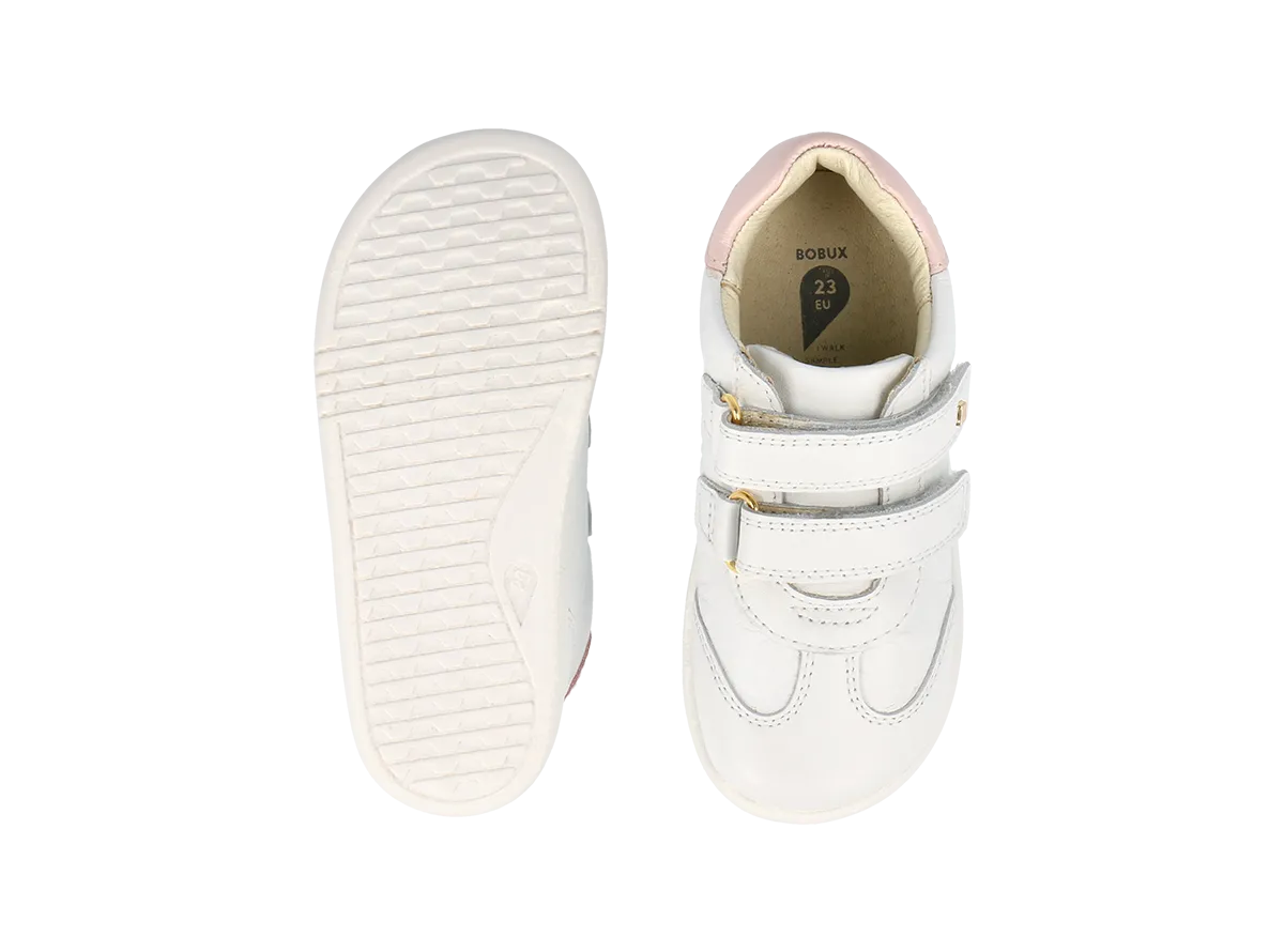 Bobux I Walk Sprite Embossed Trainer (White   Seashell Shimmer)