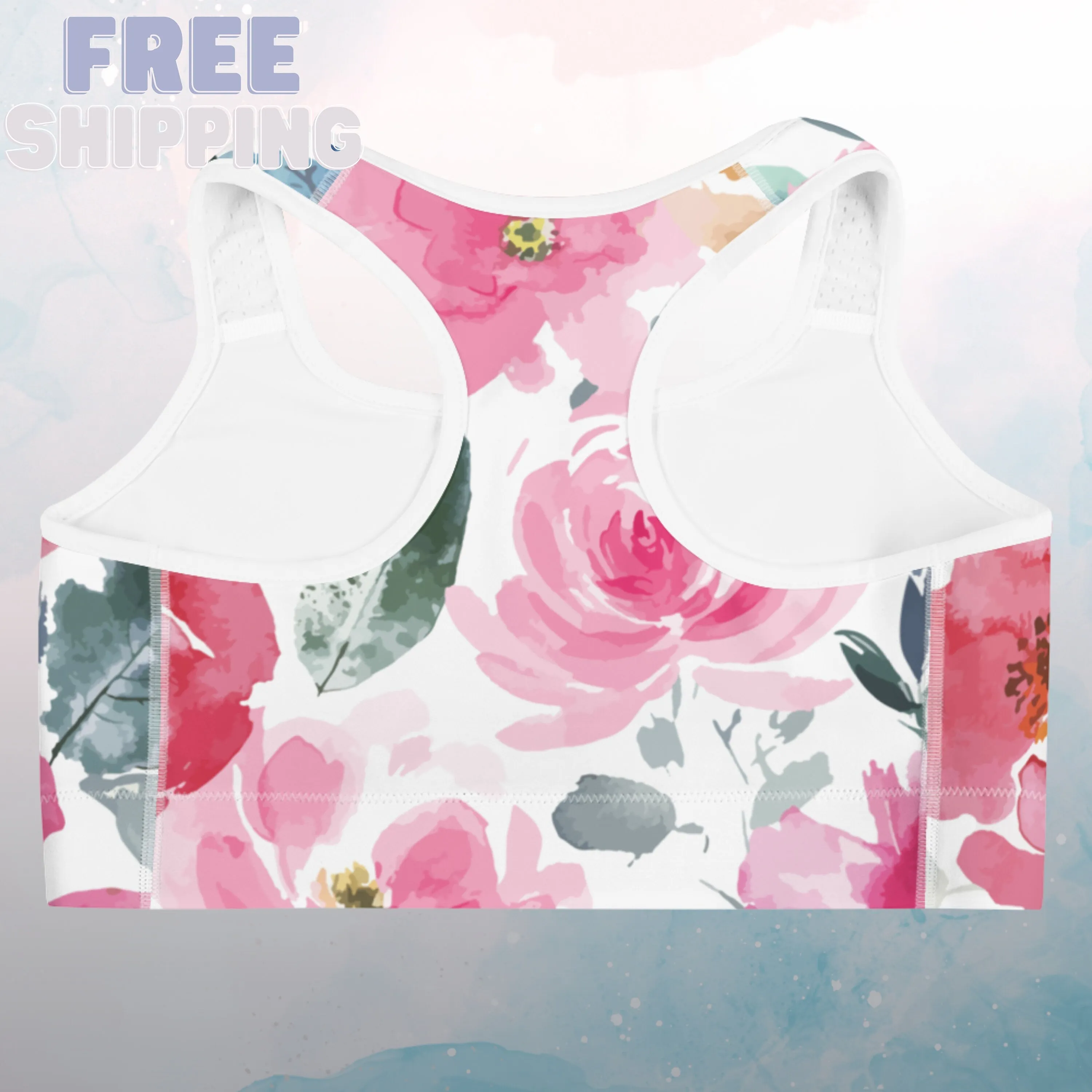 Bold Gorgeous Floral Pattern Womens Sports Bra Gym Top