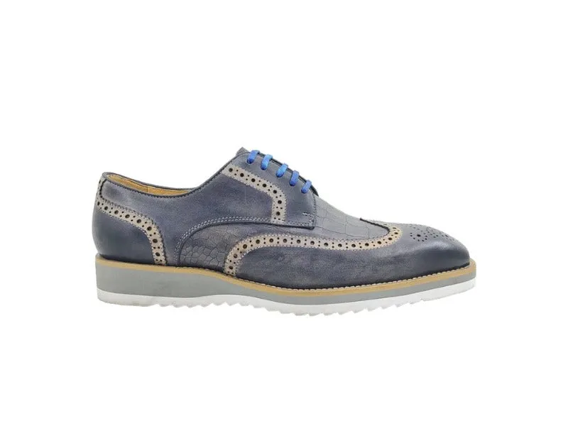 Carrucci Men's Grey Wingtip Shoe oxford lace-Up Loafer KS515-35