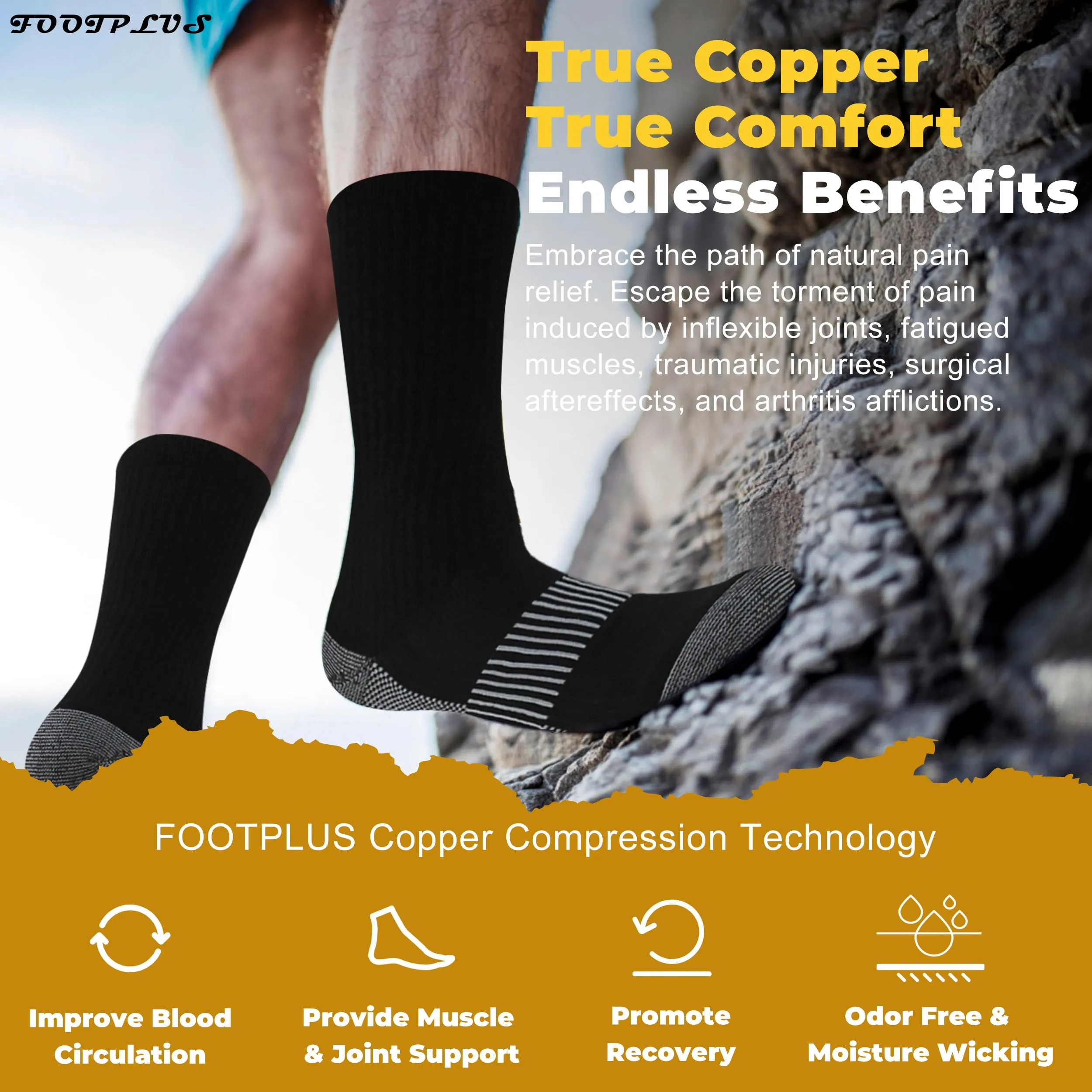 Copper Infused Thermal Hiking Socks for Men Women