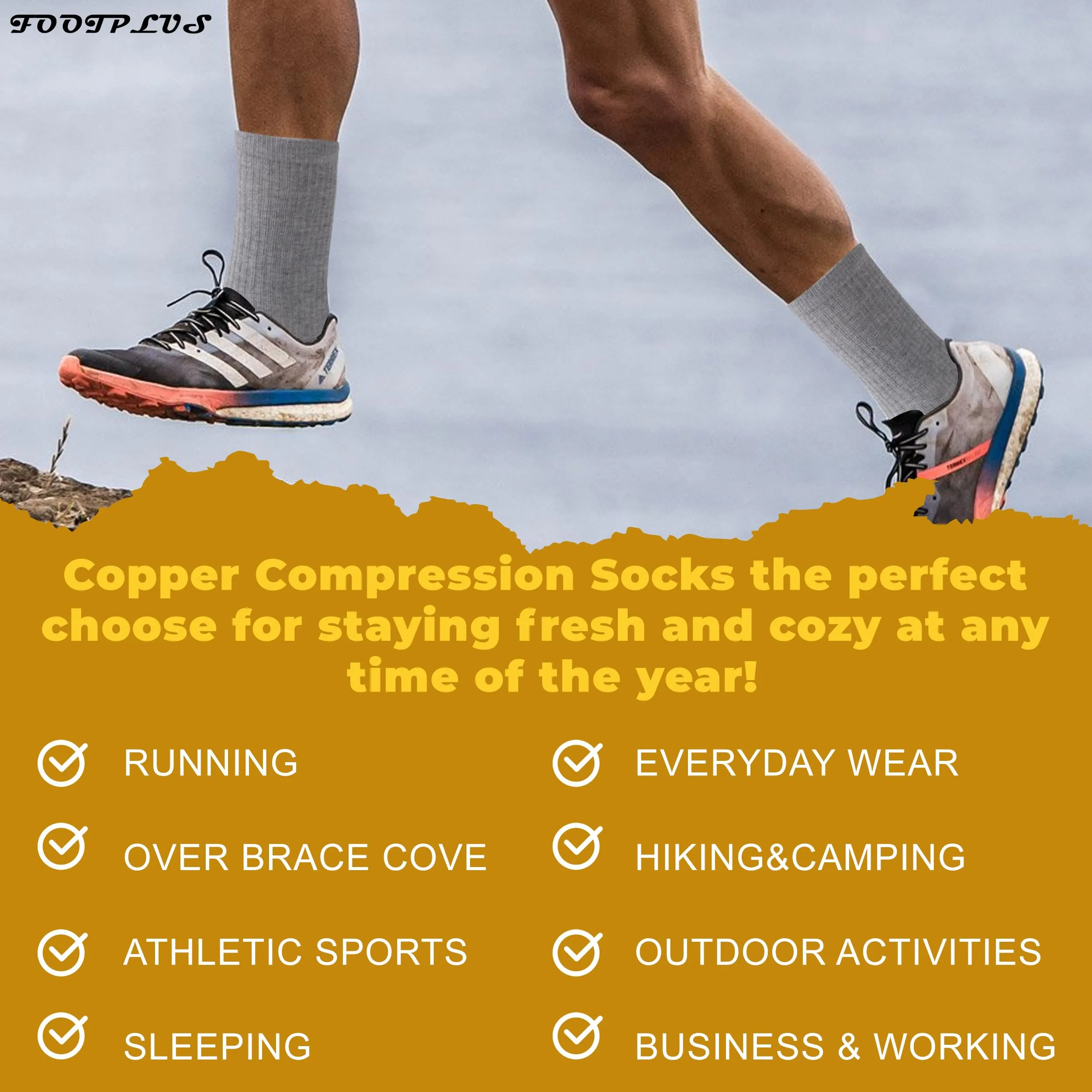 Copper Infused Thermal Hiking Socks for Men Women