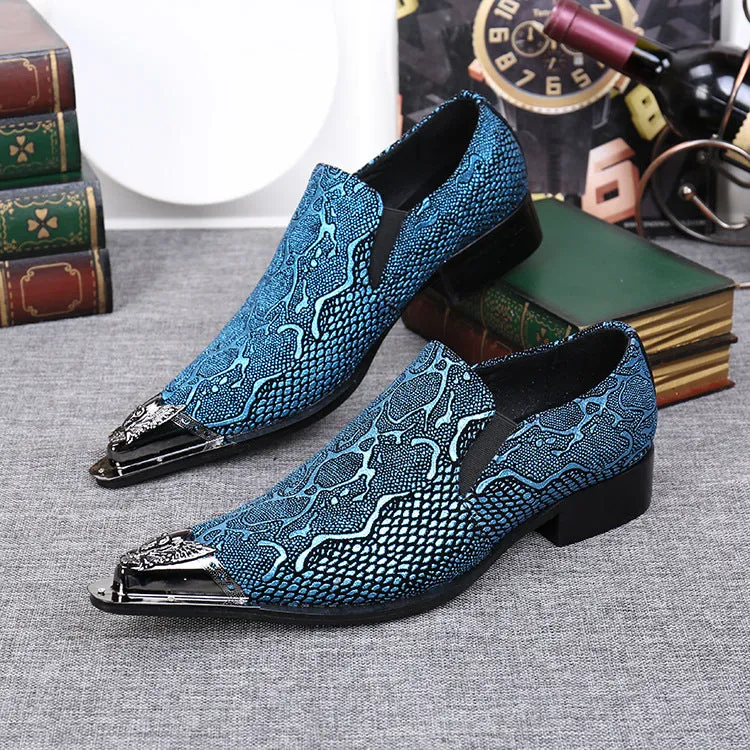 Foreign trade style European version men's cowhide casual shoes British slip-on business pointed toe dress leather shoes plus size shoes