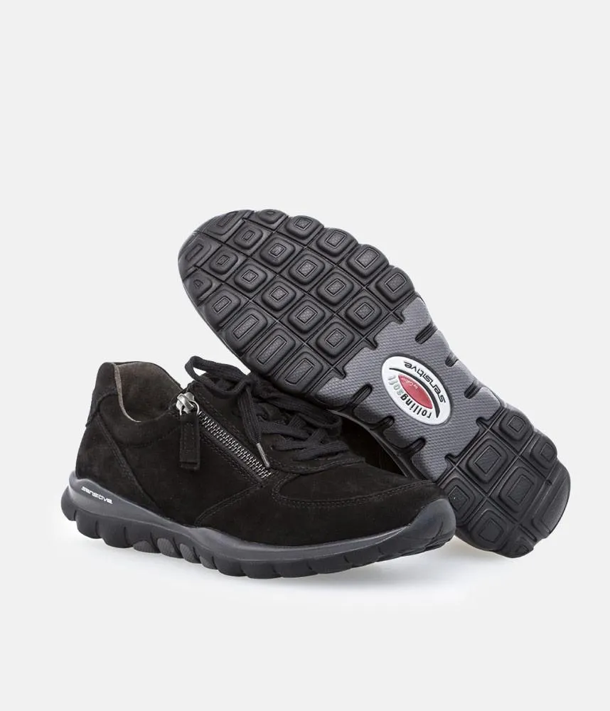 Gabor Sporty Black Rolling Soft Sneakers