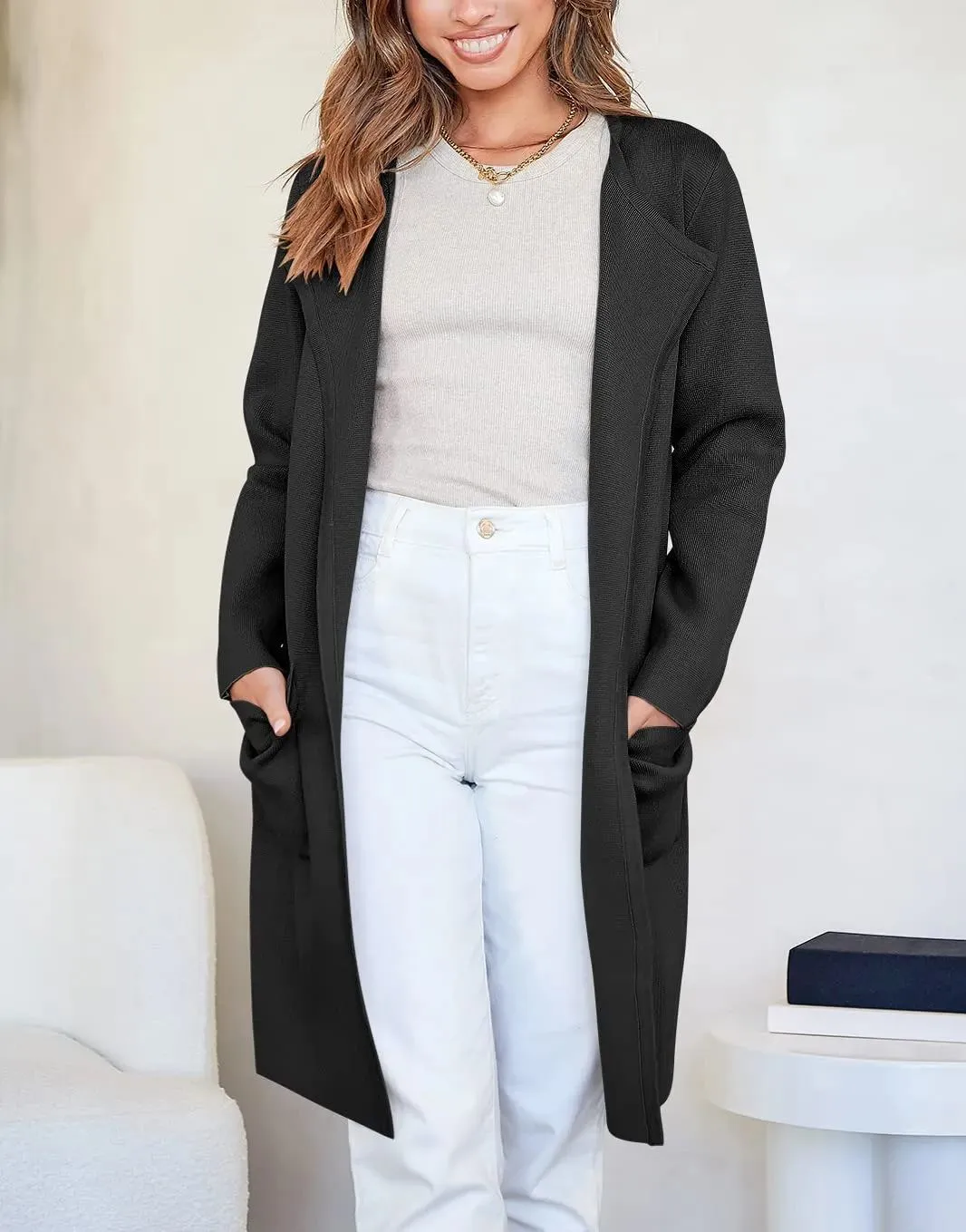 New Open Front Knit Coat