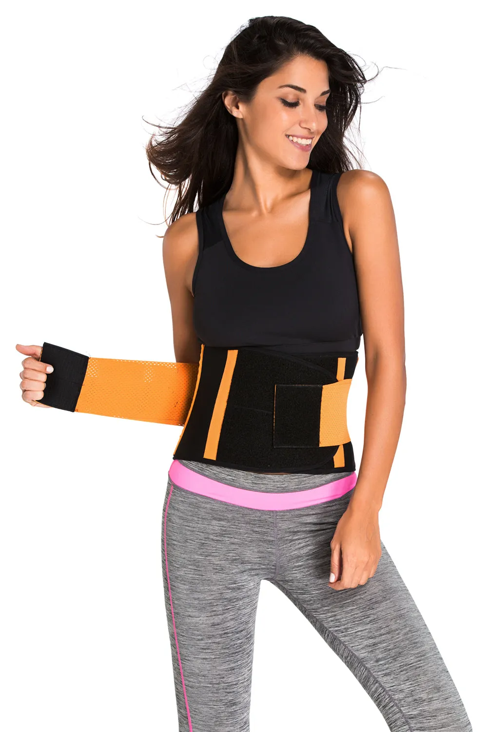 Orange Sweat Band Waist Training Belt