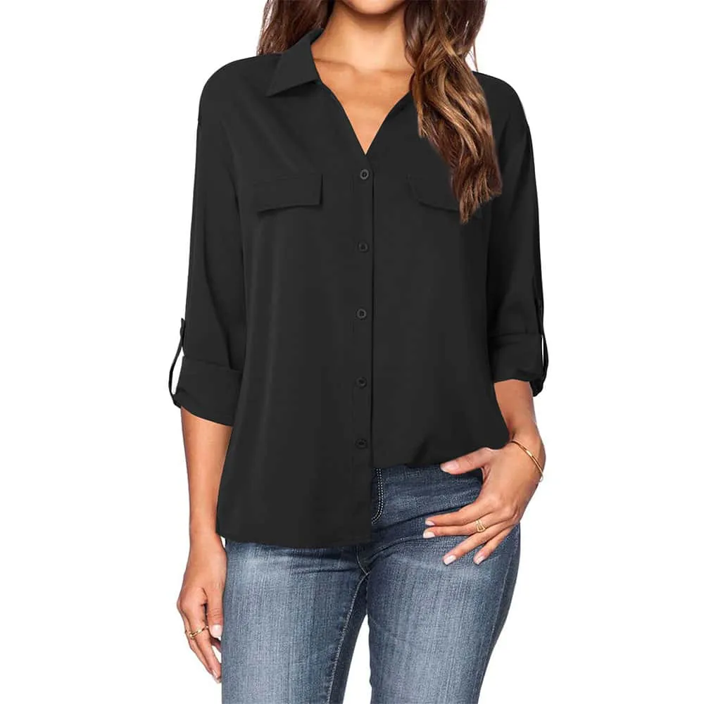 Sandwashed Satin Easy Chiffon Shirt