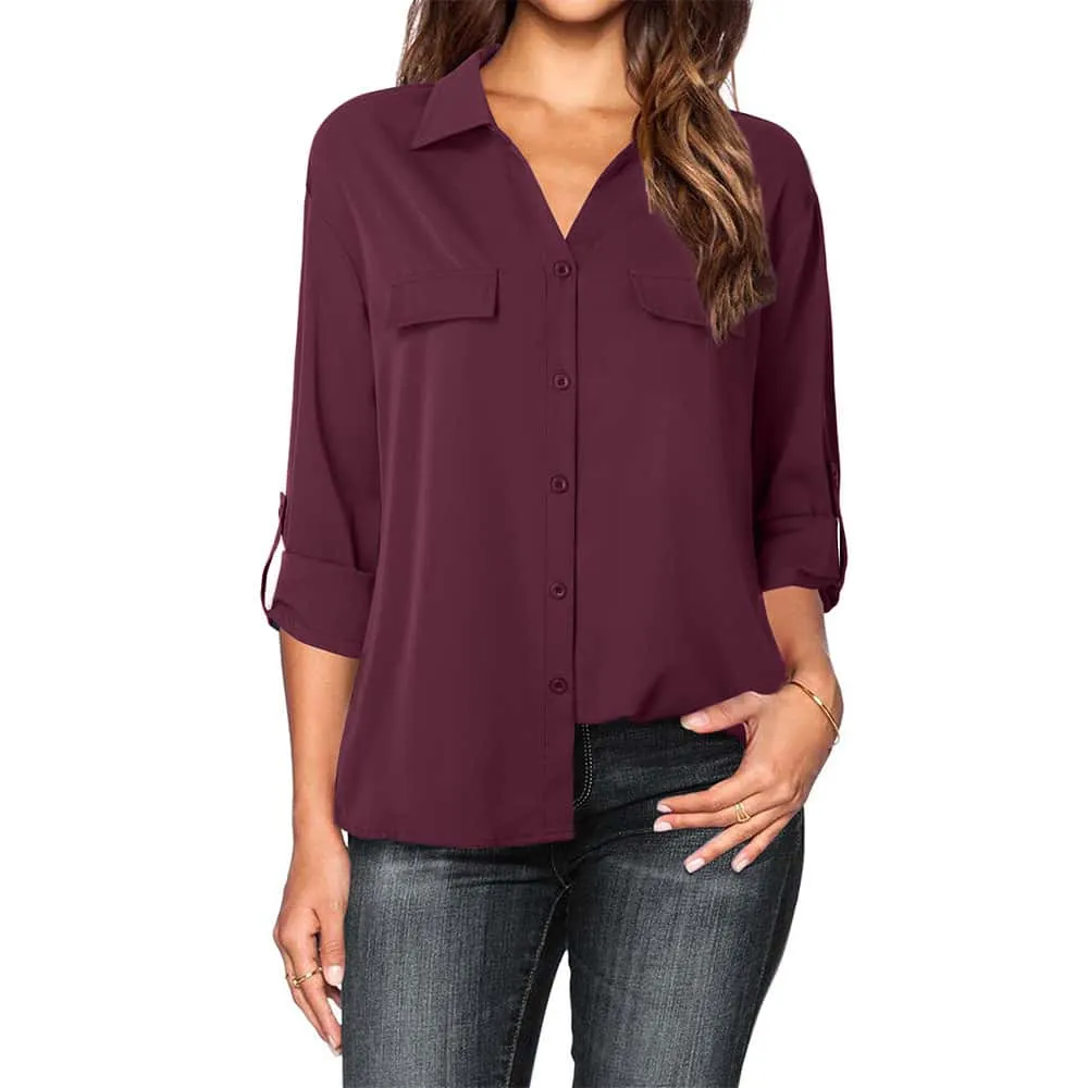 Sandwashed Satin Easy Chiffon Shirt