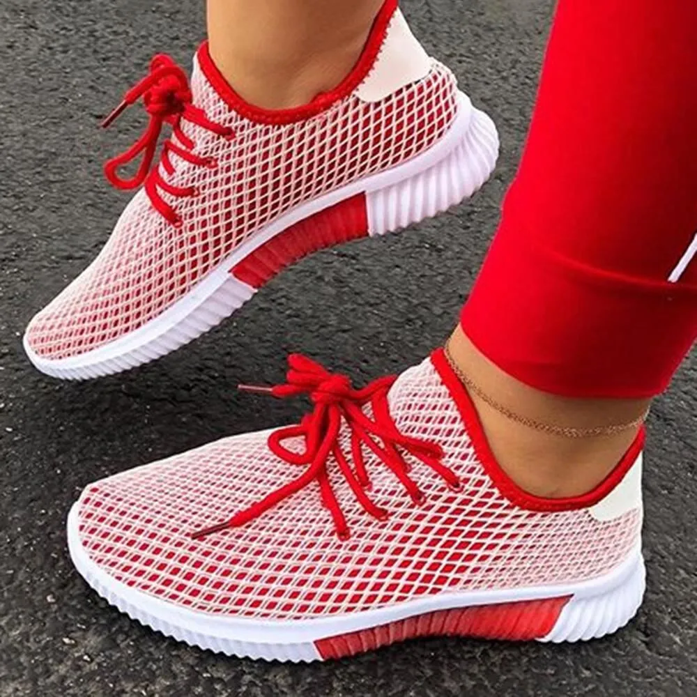 Women Colorful Cool Sneakers Lace Up Vulcanized Flat Shoes
