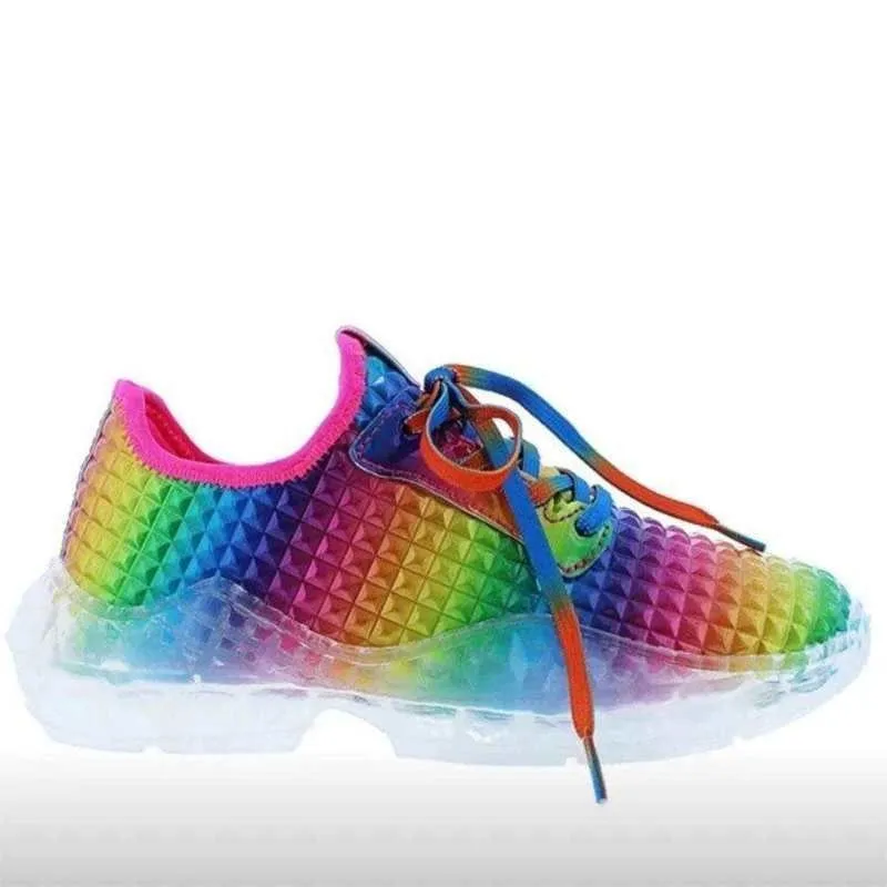Women Colorful Cool Sneakers Lace Up Vulcanized Flat Shoes